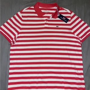 Men’s Vineyard Vines XL Striped Polo Heritage Polo NWT Salmon White